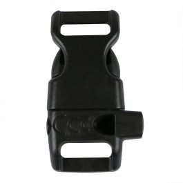 1/2 Inch Whistle Side Release Buckle No Adjust Contoured Black