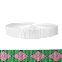 1-1/2 Inch Utility Polyester Webbing Argyle: Pink and Green