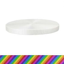 1 Inch Tubular Polyester Webbing  Rainbow Stripe